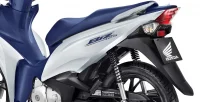 Detalhe Amortecedor Honda Biz 125 Branca e Azul 22