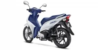 Lateral Esquerda da Moto Honda Biz 125 Branca e Azul 16