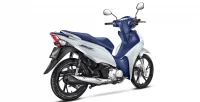 Traseira Lateral Direita da Moto Honda Biz 125 Branca e Azul 19