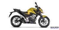 Lateral direita da moto Honda CB 300F Twister dourada modelo ABS 10