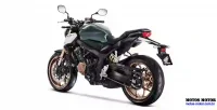 Lateral Esquerda eTraseira da Moto Honda CB 650R Verde 8