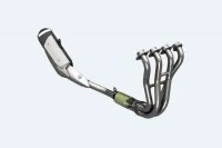 Imagem ilustrando em 3D o sistema de exaustão da GSX-S750 em fundo claro 9