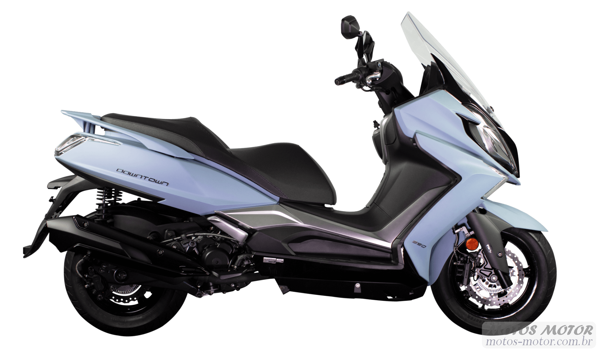 Kymco Downtown 350i 2025: Maxiscooter azul, 29cv, design moderno, TCS, ABS, suspensão ajustável