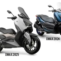 Yamaha XMAX 2025 e 2024: comparação visual de maxiscooters, design, cores e tecnologias
