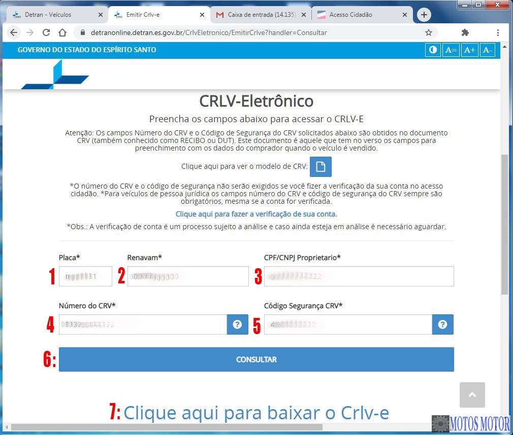 Preencher Formulário Para Baixar o CRLV eletrônico